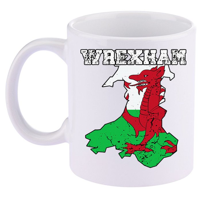Wrexham Pride Of Wales Welsh Dragon Football Fan 11oz C Handle Ceramic Mug