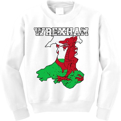 Wrexham Pride Of Wales Welsh Dragon Football Fan Kids Sweatshirt