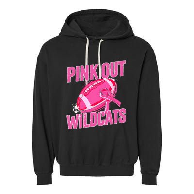 Wildcats Pink Out Football Tackle Breast Cancer Garment-Dyed Fleece Hoodie