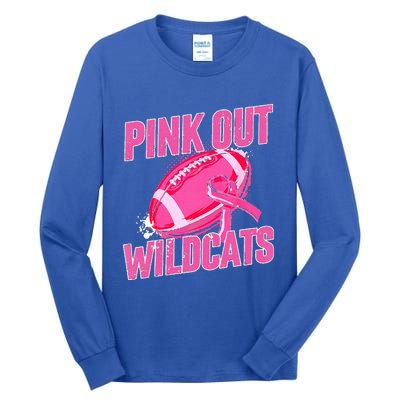 Wildcats Pink Out Football Tackle Breast Cancer Tall Long Sleeve T-Shirt