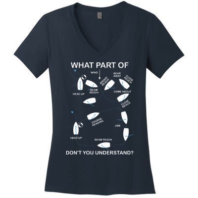 What Part Of Sailing Don't You Understand Captain Sailboat Women's V-Neck T-Shirt