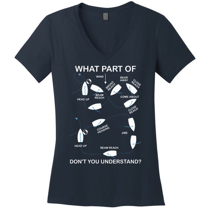 What Part Of Sailing Don't You Understand Captain Sailboat Women's V-Neck T-Shirt