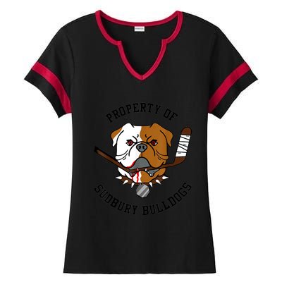 Women Property Of Sudbury Bulldog Funny Ladies Halftime Notch Neck Tee