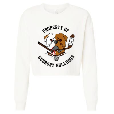 Women Property Of Sudbury Bulldog Funny Cropped Pullover Crew