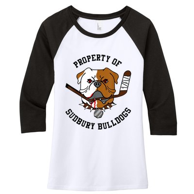 Women Property Of Sudbury Bulldog Funny Women's Tri-Blend 3/4-Sleeve Raglan Shirt