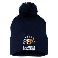 Women Property Of Sudbury Bulldog Funny Pom Pom 12in Knit Beanie