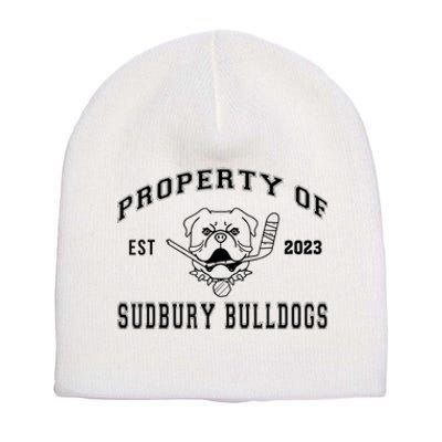 Women Property Of Sudbury Bulldog Funny Short Acrylic Beanie