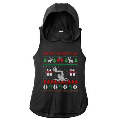 Water Polo Player Santa Tree Xmas Gift Ladies PosiCharge Tri-Blend Wicking Draft Hoodie Tank