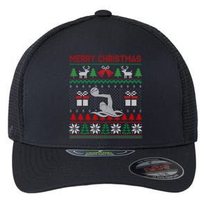 Water Polo Player Santa Tree Xmas Gift Flexfit Unipanel Trucker Cap