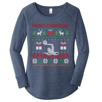 Water Polo Player Santa Tree Xmas Gift Women's Perfect Tri Tunic Long Sleeve Shirt