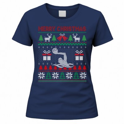 Water Polo Player Santa Tree Xmas Gift Women's T-Shirt