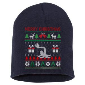 Water Polo Player Santa Tree Xmas Gift Short Acrylic Beanie