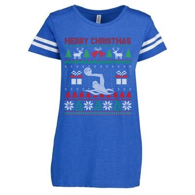 Water Polo Player Santa Tree Xmas Gift Enza Ladies Jersey Football T-Shirt