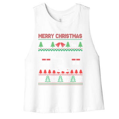 Water Polo Player Santa Tree Xmas Gift Women's Racerback Cropped Tank