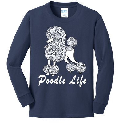 Women Paisley Poodle For Standard Poodle Lovers Kids Long Sleeve Shirt