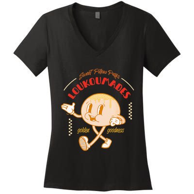 Weet Pillow Purrs Loukoumades Golden Goodness Women's V-Neck T-Shirt