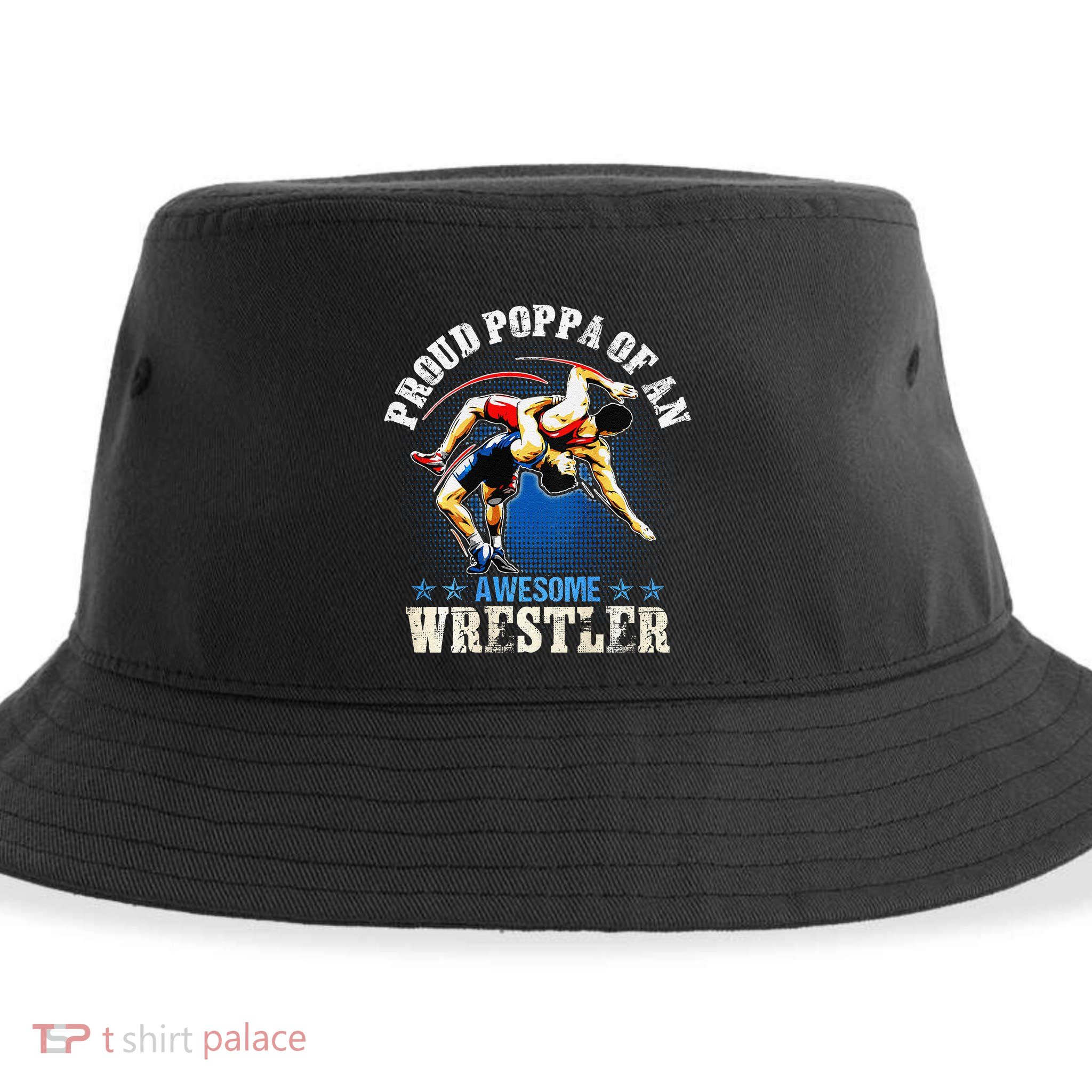 Wrestling Proud Poppa Of An Awesome Wrestler Backside Sustainable Bucket Hat