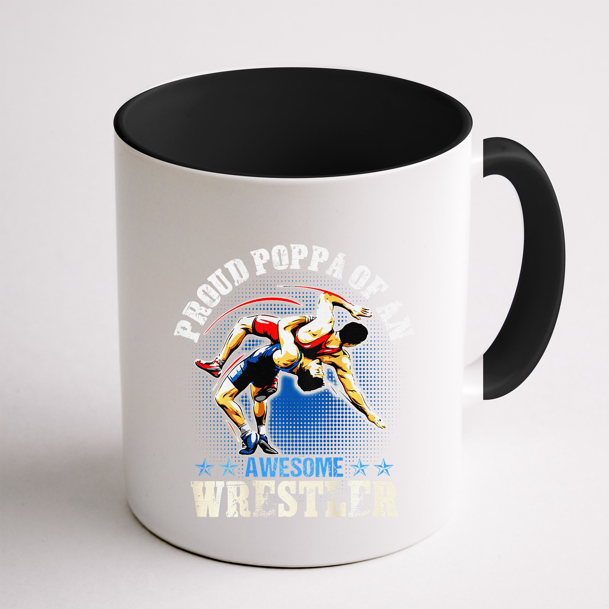 Wrestling Proud Poppa Of An Awesome Wrestler Backside Mug
