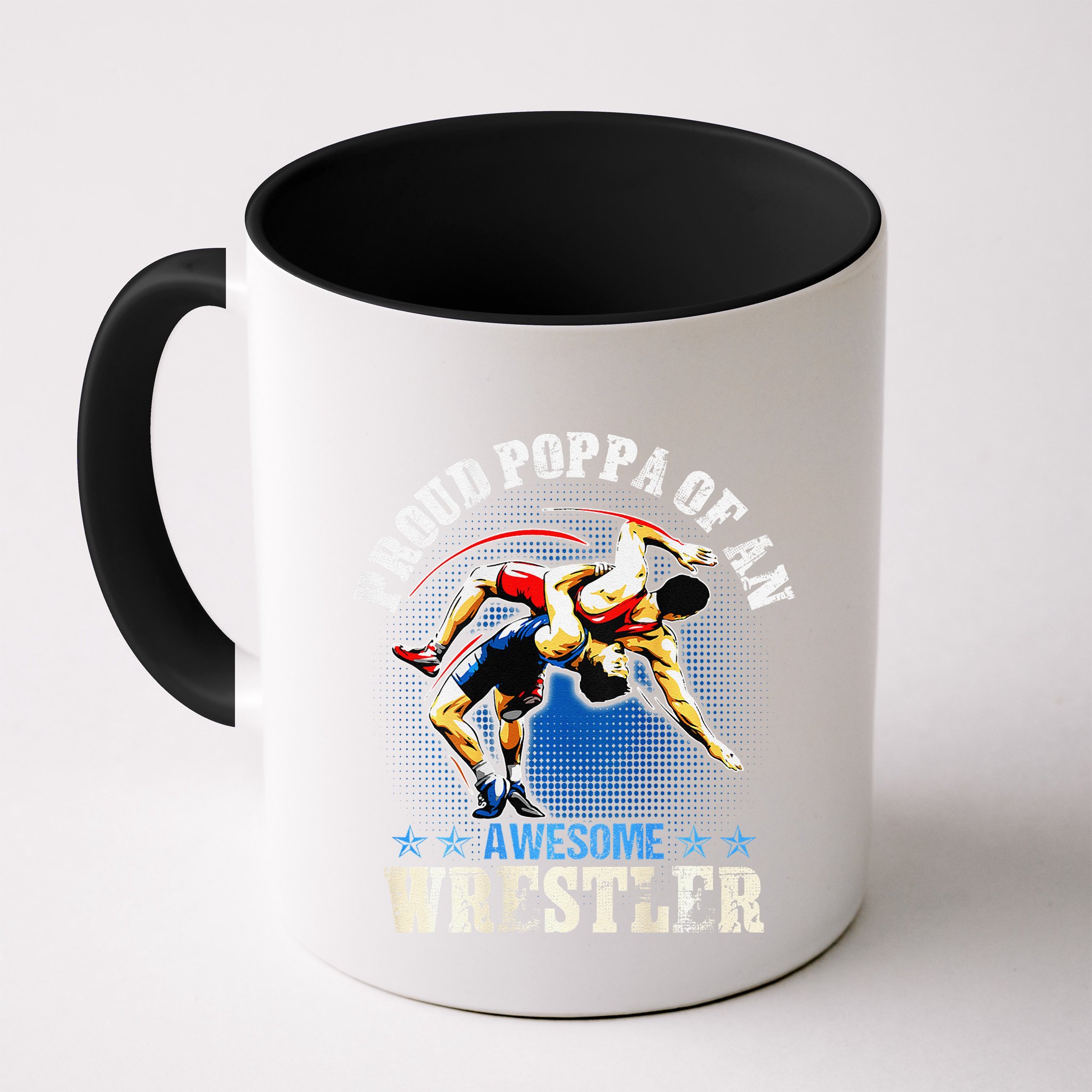 Wrestling Proud Poppa Of An Awesome Wrestler Backside Mug