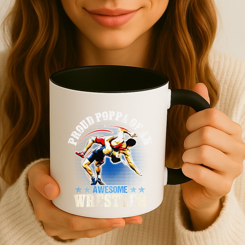 Wrestling Proud Poppa Of An Awesome Wrestler Backside Mug