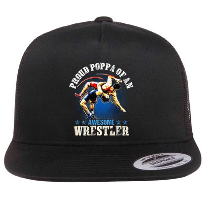 Wrestling Proud Poppa Of An Awesome Wrestler Backside Flatbill Hat