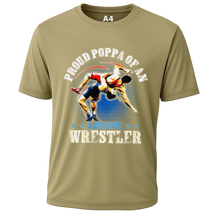 Wrestling Proud Poppa Of An Awesome Wrestler Backside Cooling Performance Crew T-Shirt