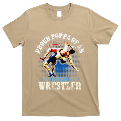 Wrestling Proud Poppa Of An Awesome Wrestler Backside T-Shirt