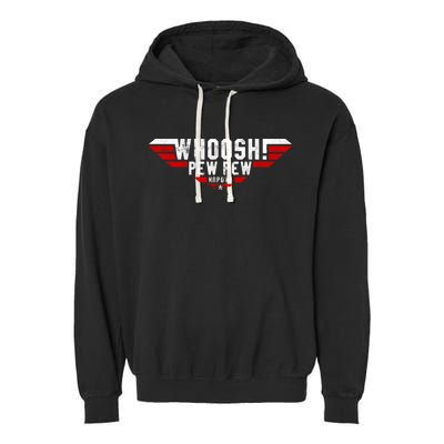 Whoosh! Pew Pew Funny Logo Garment-Dyed Fleece Hoodie