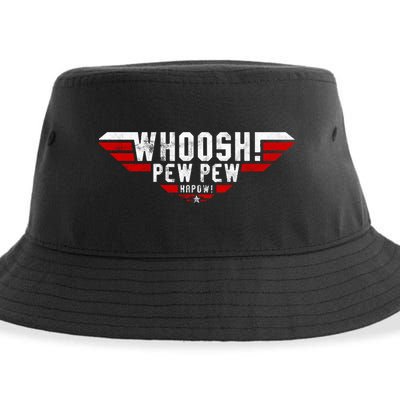 Whoosh! Pew Pew Funny Logo Sustainable Bucket Hat