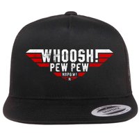 Whoosh! Pew Pew Funny Logo Flat Bill Trucker Hat