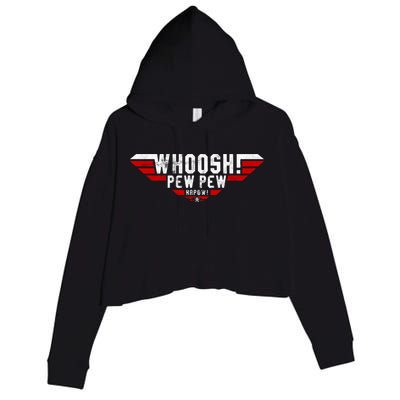 Whoosh! Pew Pew Funny Logo Crop Fleece Hoodie