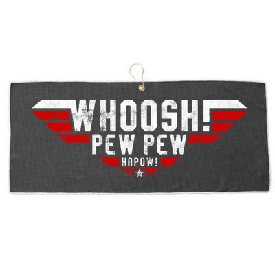 Whoosh! Pew Pew Funny Logo Large Microfiber Waffle Golf Towel