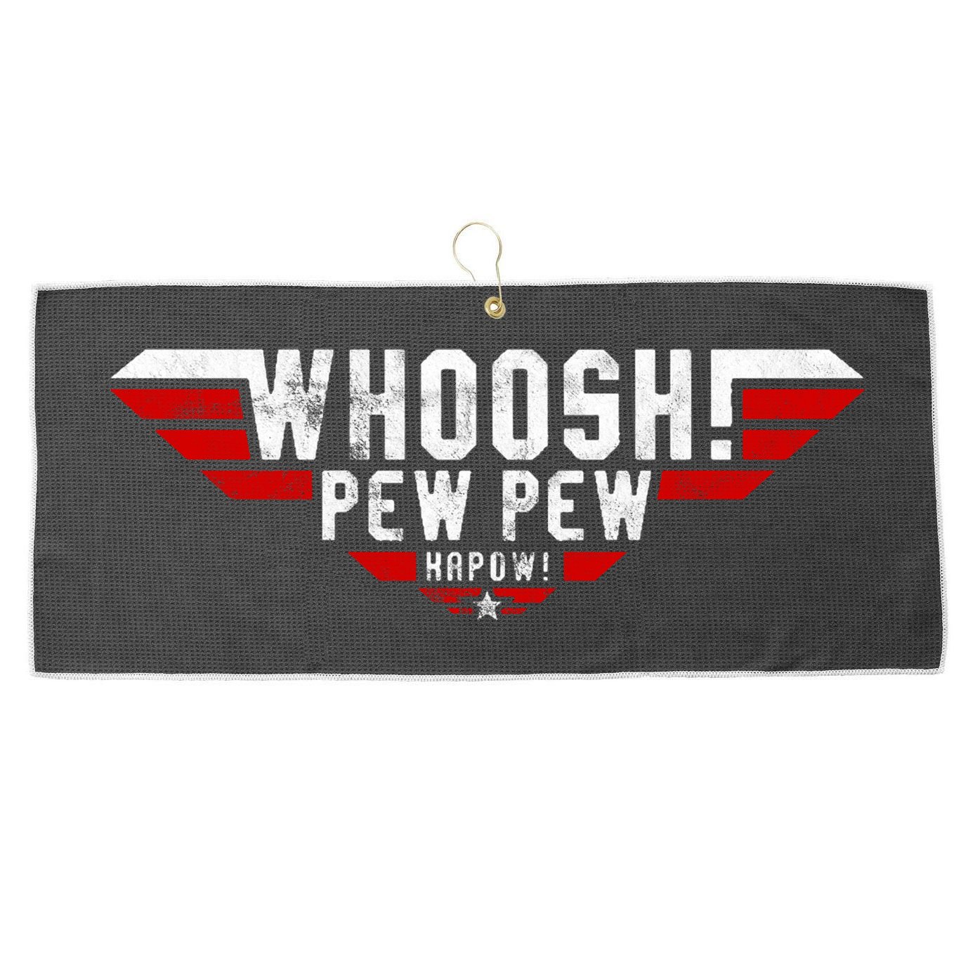 Whoosh! Pew Pew Funny Logo Large Microfiber Waffle Golf Towel