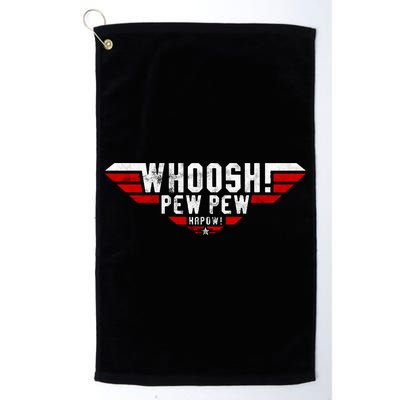 Whoosh! Pew Pew Funny Logo Golf Towel