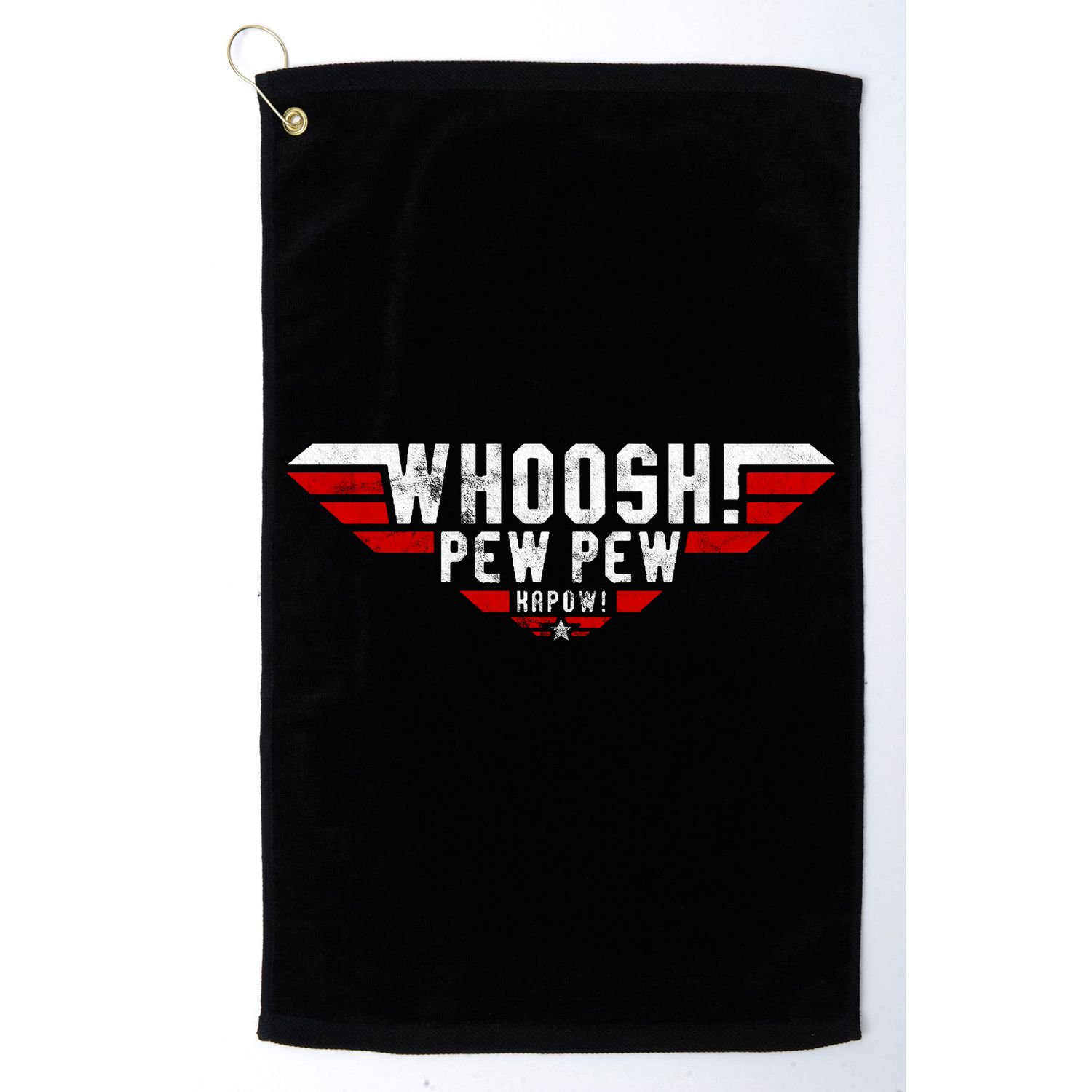 Whoosh! Pew Pew Funny Logo Golf Towel