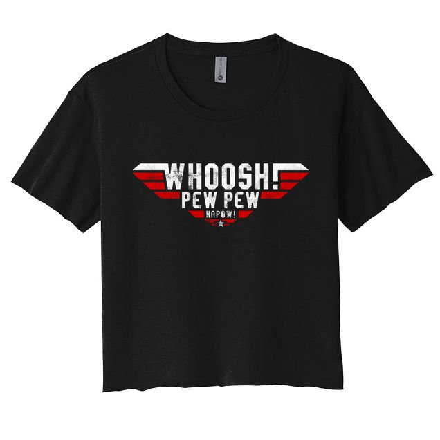 Whoosh! Pew Pew Funny Logo Crop Top