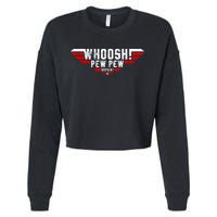 Whoosh! Pew Pew Funny Logo Cropped Pullover Crew