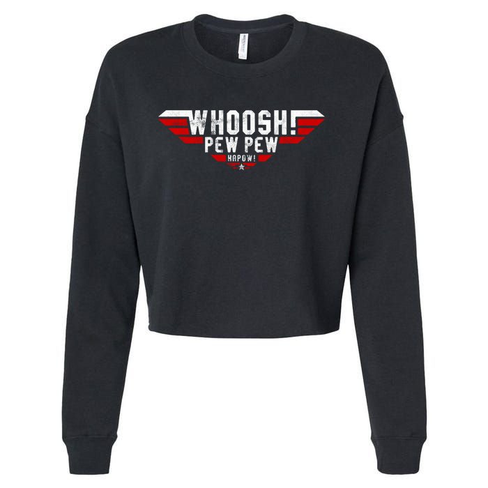 Whoosh! Pew Pew Funny Logo Cropped Pullover Crew
