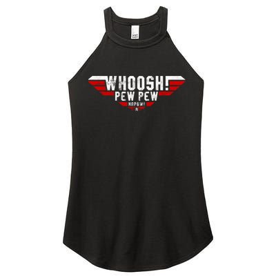 Whoosh! Pew Pew Funny Logo Women's Perfect Tri Rocker Tank