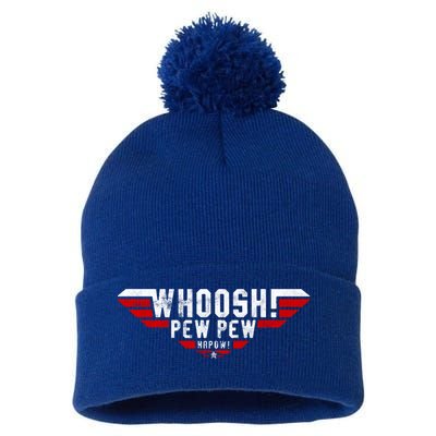 Whoosh! Pew Pew Funny Logo Pom Pom 12in Knit Beanie