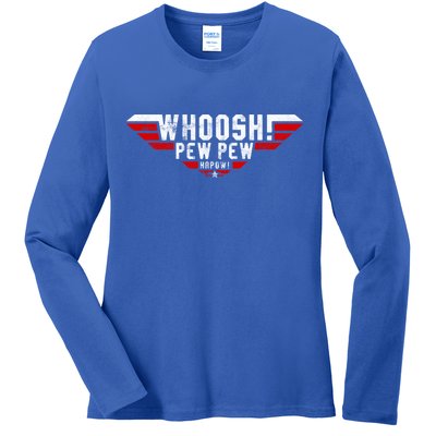Whoosh! Pew Pew Funny Logo Ladies Long Sleeve Shirt