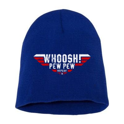 Whoosh! Pew Pew Funny Logo Short Acrylic Beanie