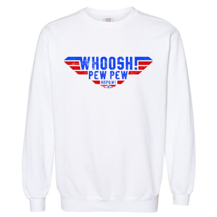Whoosh! Pew Pew Funny Logo Garment-Dyed Sweatshirt