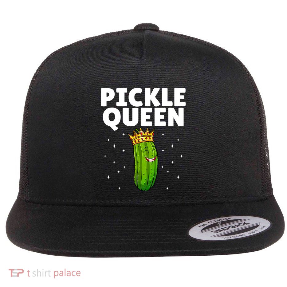 Women Pickle Queen Girl Cucumber Pickle Lover Gift Flat Bill Trucker Hat