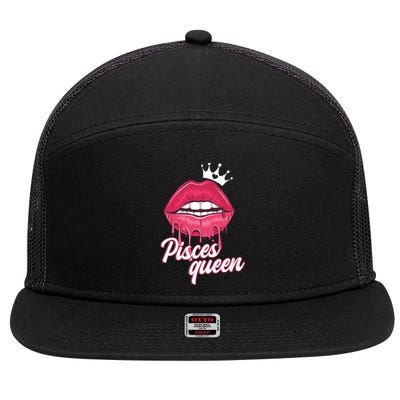 Wo Pisces Queen Pisces Zodiac Sign Gift 7 Panel Mesh Trucker Snapback Hat