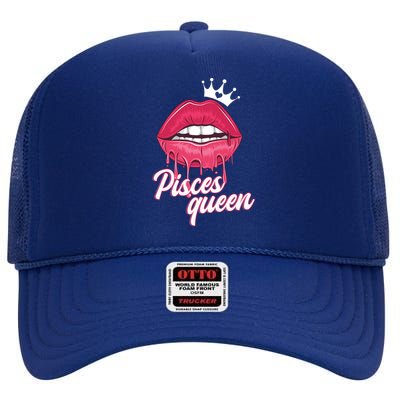 Wo Pisces Queen Pisces Zodiac Sign Gift High Crown Mesh Back Trucker Hat