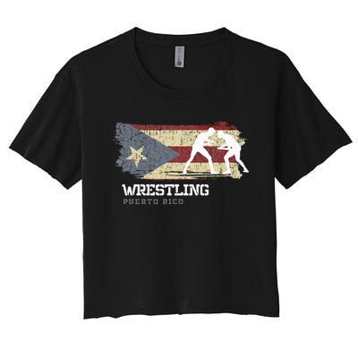 Wrestling Puerto Rico Combat Sports Player Wrestling Women's Crop Top Tee