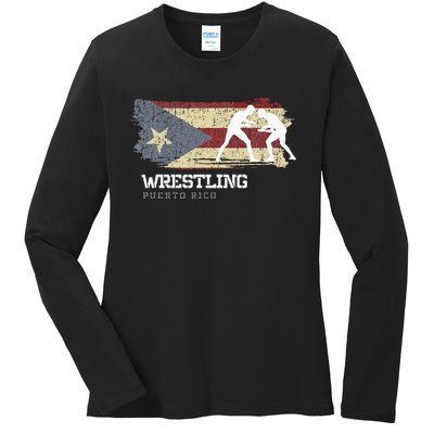 Wrestling Puerto Rico Combat Sports Player Wrestling Ladies Long Sleeve Shirt