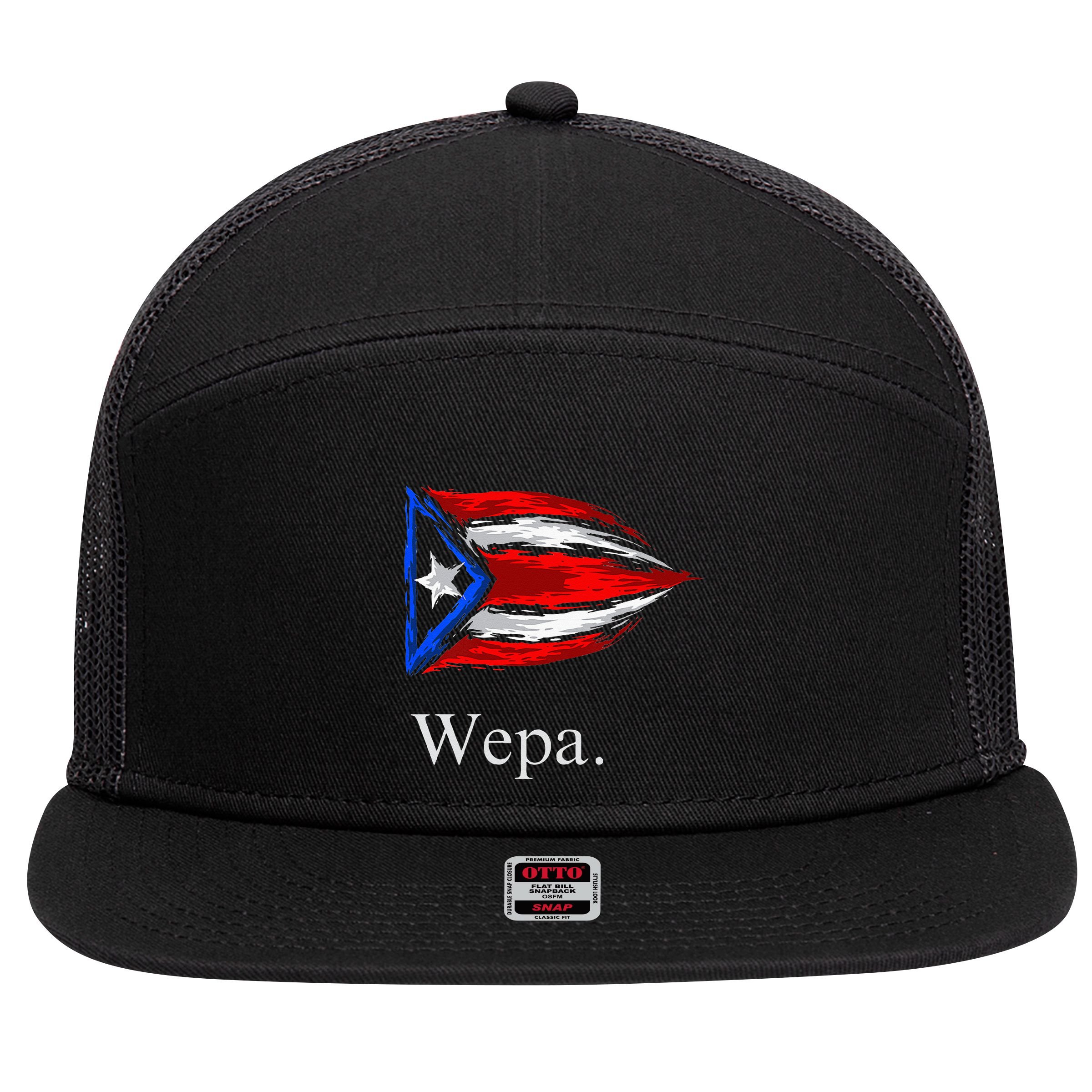 Wepa Puerto Rico Vintage Flag 7 Panel Mesh Trucker Snapback Hat