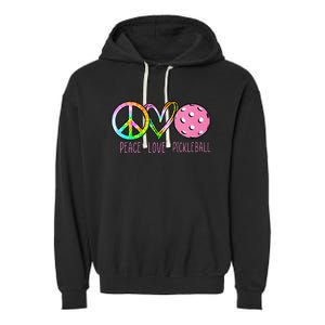 Womens Pickleball Retired Ladies Peace Love Pickleball Garment-Dyed Fleece Hoodie